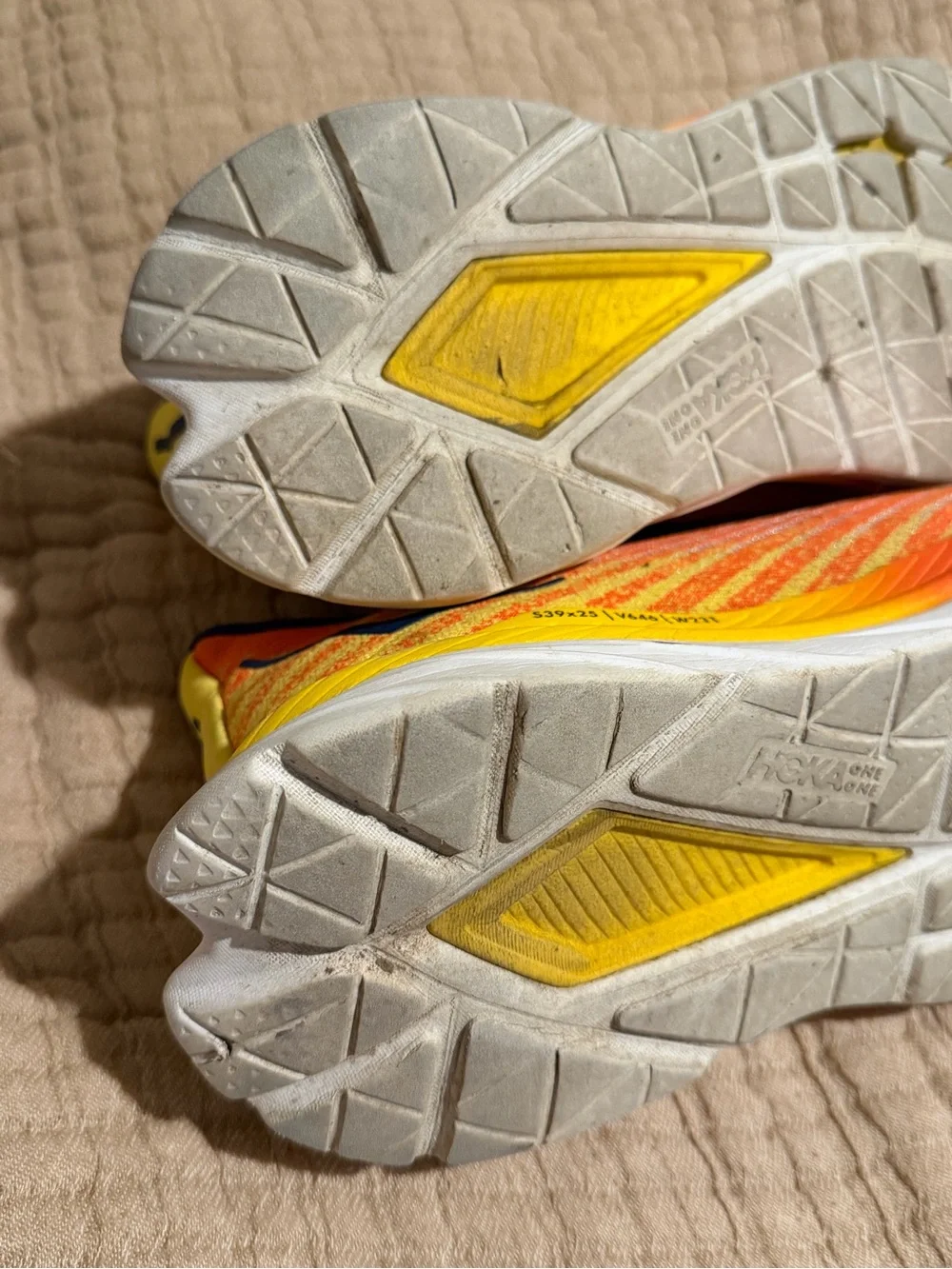 Hoka Men's Orange, Yellow & Navy Lightweight Running Shoes